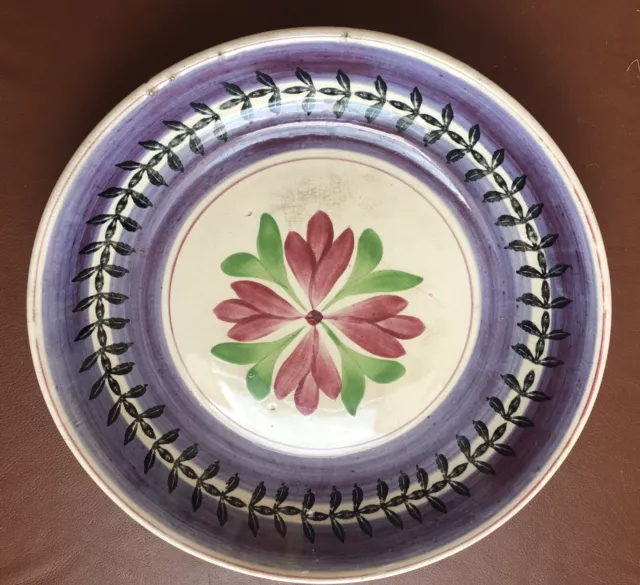 Antique Large Spongeware Spatterware Low Rice Bowl  19th C Possibly Scottish