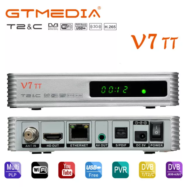 DVB-T2/C TV Receiver Decoder Set Top Box PVR H.265 10 Bit 1080P Full HD+USB Wifi