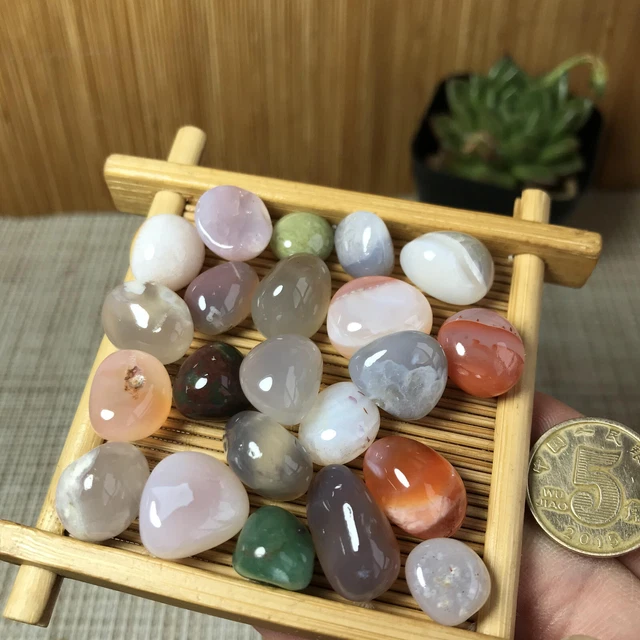 22Pcs Top Pretty Natural Mixed Agate Quartz Crystal Polished Gem Madagascar 2886