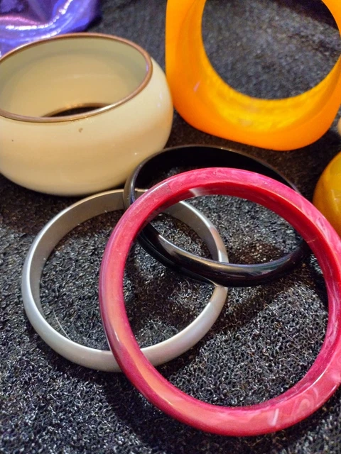 Chunky Wide Vintage Enamel Bracelet Bangle Lot (442)
