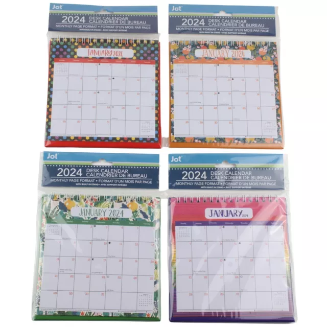 JOT 2024 MONTHLY Small Standing Flip Spiral Stand Up Desk Calendar 6x6