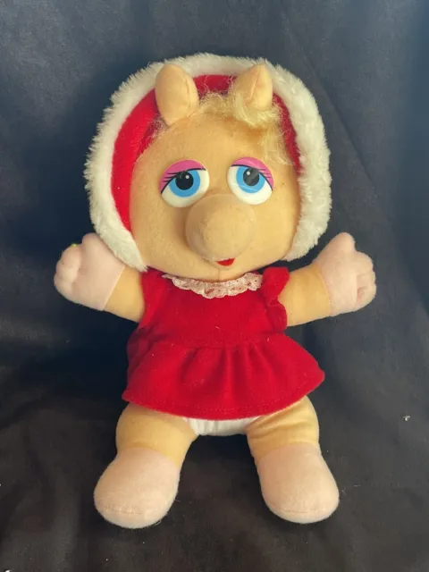 Vintage 1987 Muppet Babies Miss Piggy Plush Doll Christmas outfit