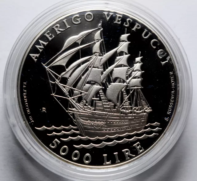 10000 Livres Silver Proof, San Marino Amerigo Vespucci 1995 Diptych