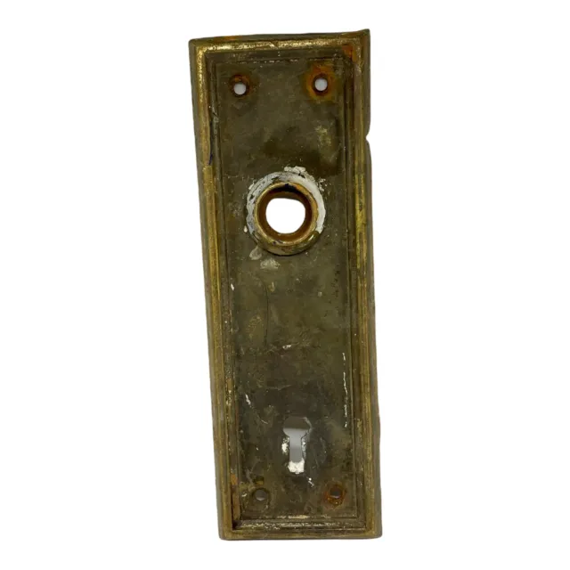 Antique Brass Art Deco Door Knob Back Plate 7.25” X 2.5”