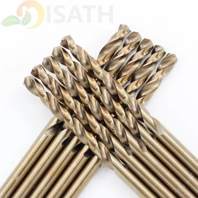 ISATH 1/16"-1/2"HSS M35 Cobalt Twist Drill Bit Set Jobber Length Metal Drill Bit