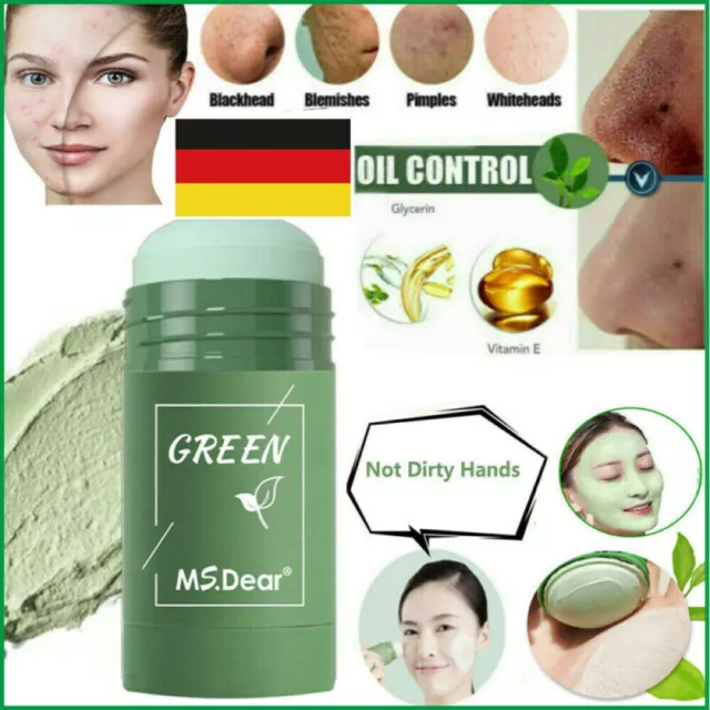 Green Tea Purifying Clay Stick Mask Grün Tee Oil-Control Anti-Acne Fine Solid DE