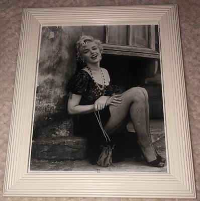 Marilyn Monroe Sitting In Fishnets 8x10 Black & White Framed Print