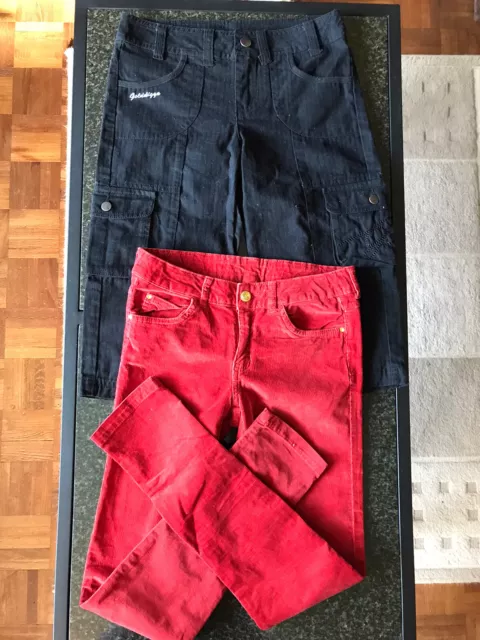 Quality Bundle 2 age 9/10 girls trousers Red Zara Cords, Denim Golddigga (B20)