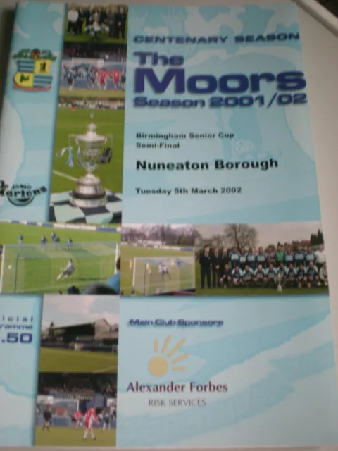 MOOR GREEN v NUNEATON BOROUGH 5th MARCH 2002 BIRMINGHAM SENIOR CUP SEMI-FINAL.