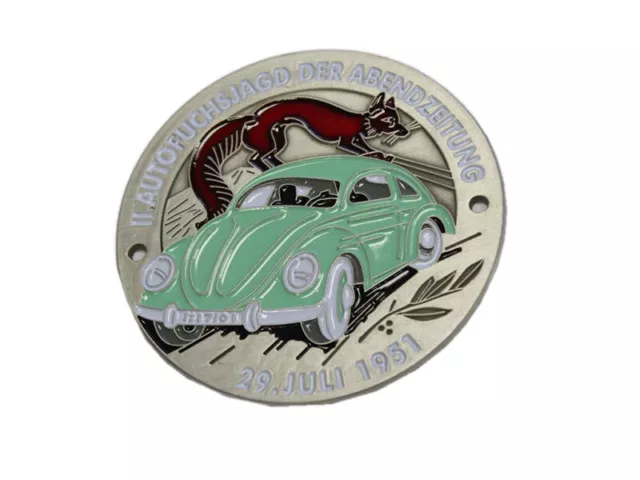 Emaille Badge Embme Kühlerplakette Autofuchsjagt von 1951 für Fans von VW Käfer