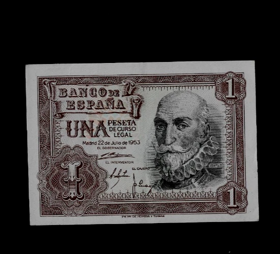 Spain ( 1 ) Bank Note 1 Peseta  22 . 7 . 1953  P 144  About Uncirculated
