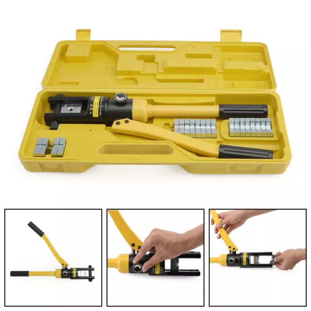 16T Hydraulic Wire Cable Battery Lug Crimper Terminal Crimping Tool + 13 Dies AU 3