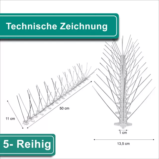 TAUBENABWEHR 50cm (Spitzen aus Edelstahl) TAUBENSPIKES Vogelschreck Vogelschutz