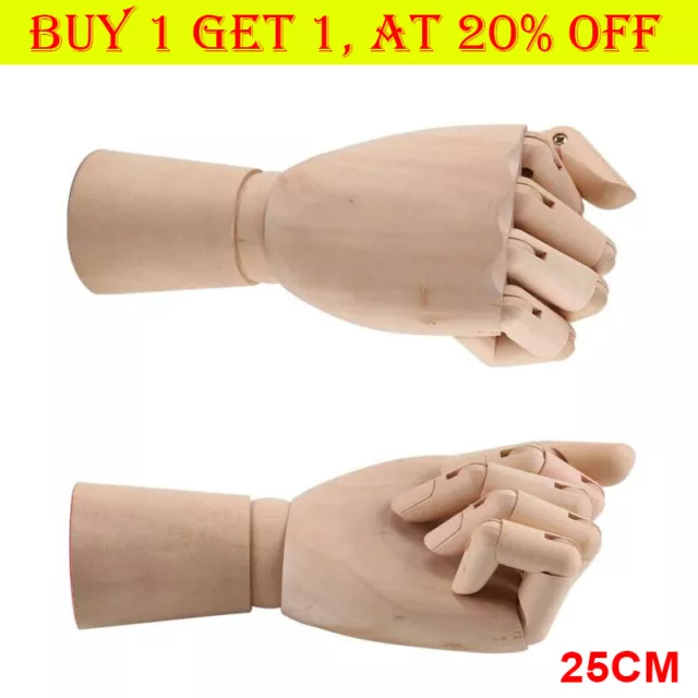 Wooden Hand Left Body Artists Model Jointed Articulated Wood Artwork 25CM