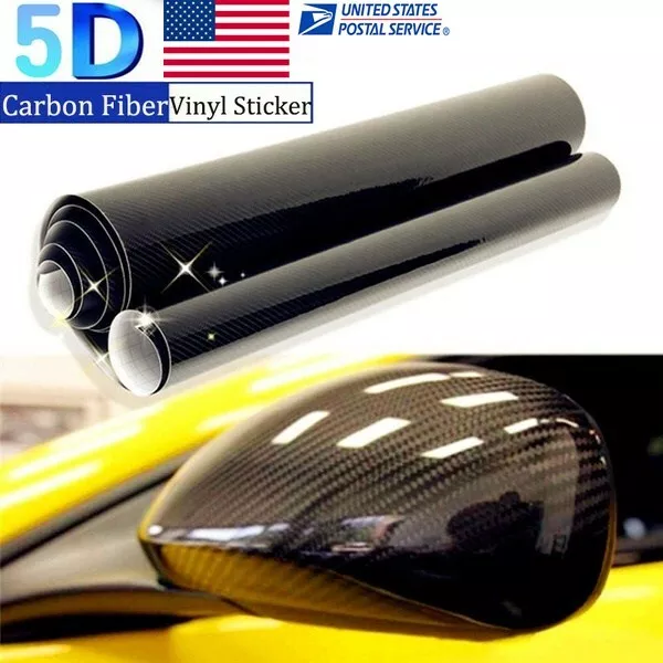 12"x60" 5D Ultra Shiny Gloss Glossy Black Carbon Fiber Vinyl Wrap Sticker Decal