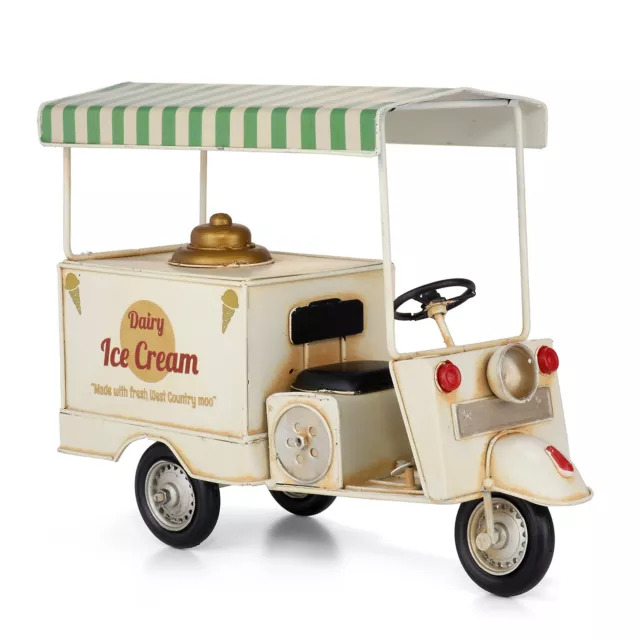 Deko Blech Eiswagen grünweiß Motoroller Modell Retro Vintage Dekoration Eismobil