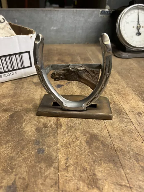 Vintage Old Rare Solid Bronze H. Buermann 1934 Horse Shoe Racing Award Trophy