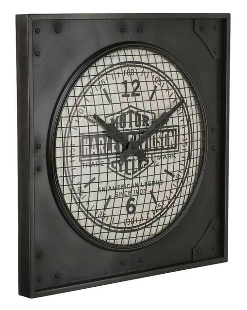 HARLEYDAVIDSON INDUSTRIAL BAR & Shield Metal Square Clock, 24 inch HDL