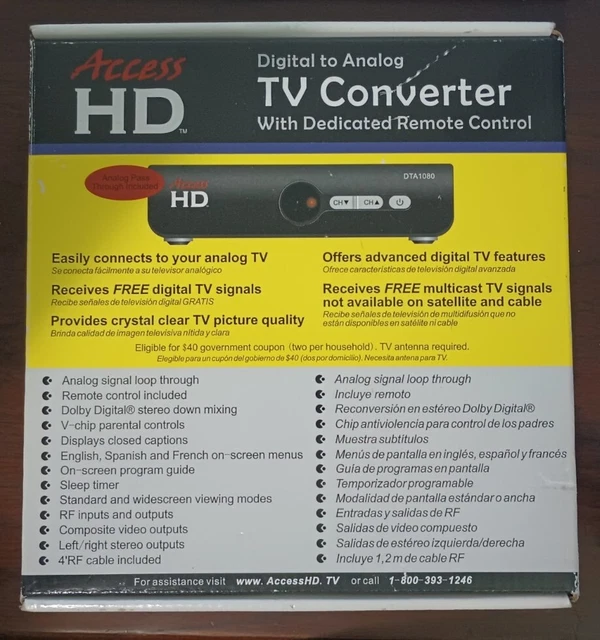 Access HD Digital to Analog TV Converter Model DTA1080D New In Box