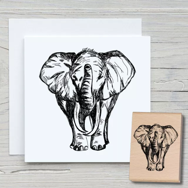 Stempel Elefant - Motivstempel Holzstempel Scrapbooking Karten Tierstempel DIY