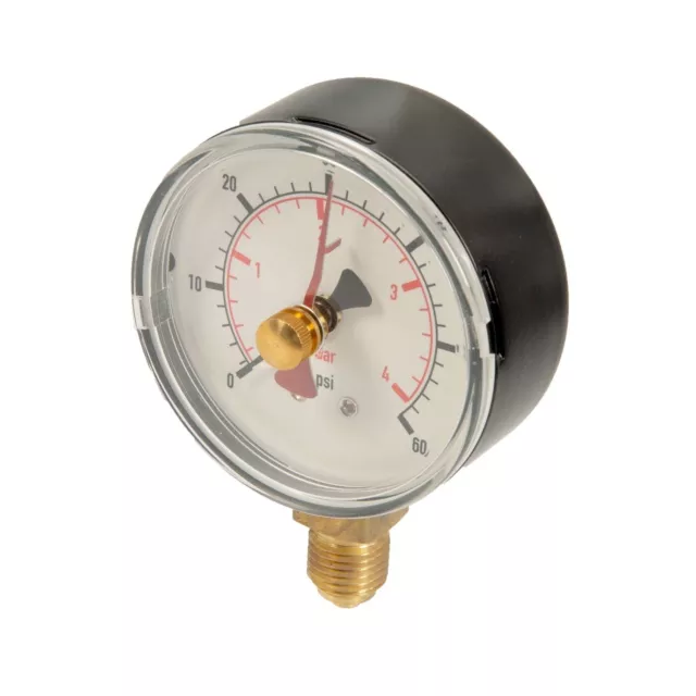 WIKA PRESSURE GAUGE AIR OIL WATER 0-4bar 0-60psi 63mm DIAL HYDRAULIC PNEUMATIC