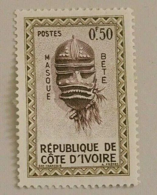 Stempel Republique De Côte D'Ivoire 0,50fr Maske Masoue Bete A.Freres