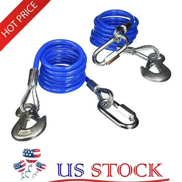 68 In Single Hook Coiled Safety Cables W/Spring Loaded latches Double Heavy Duty