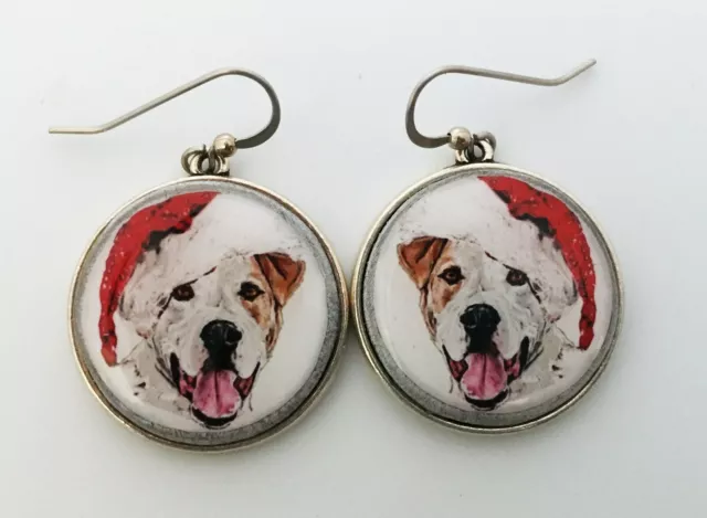 Santa Pit Bull Terrier Dog Breed Christmas Earrings