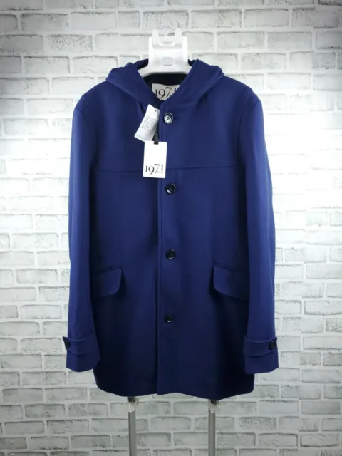 NWT Reiss Dunstone Hooded Wool Coat Ink Blue Size M