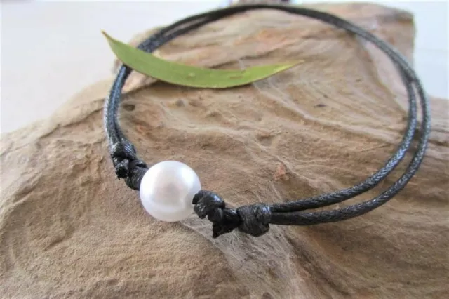 Pearl bead adjustable cord anklet ankle bracelet pearl boho style jewelry.