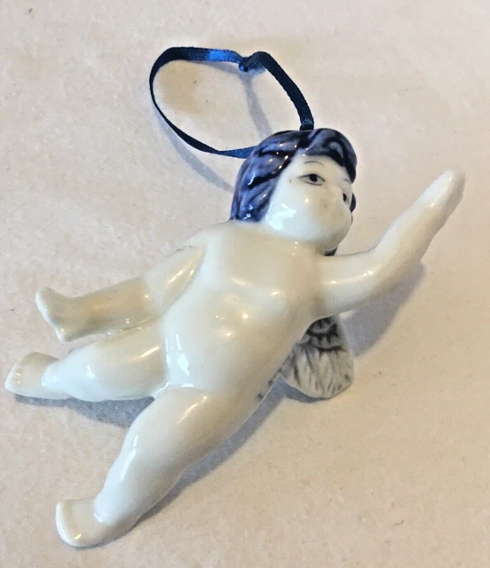 DELFT Pottery Holland Blue & White Cherub Christmas  Decoration