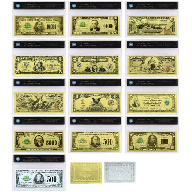 Dollar Bill US Gold Banknote Color with Certificate of Authenticity Holiday Gift