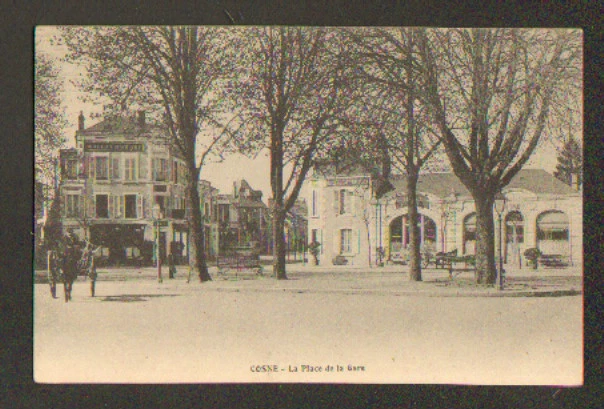 COSNE (58) ATTELAGE à l'HOTEL DU CAFE AMERICAIN , PLACE DE LA GARE