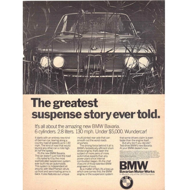 Vintage 1971 BMW Bavaria Print Ad