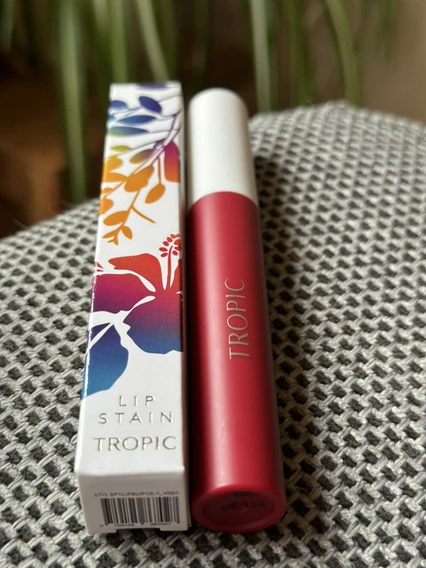 Mancha de labios para cuidado de la piel TROPICAL - rojo mordido NUEVO en embalaje