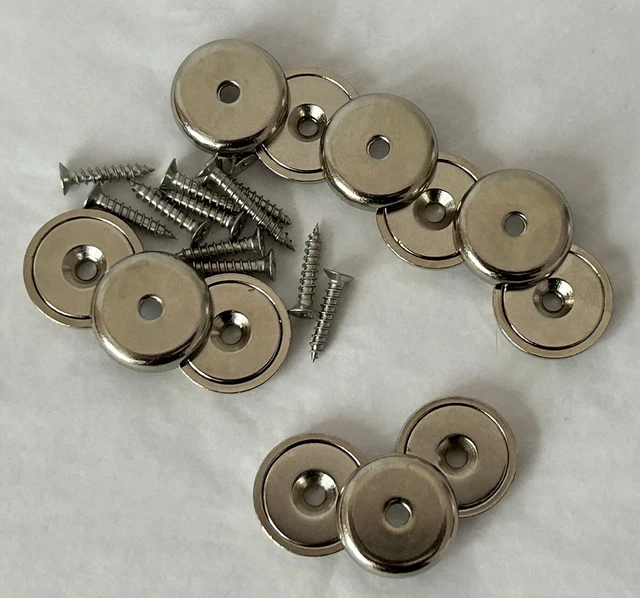 Strong Magnets 50 lbs 1” diameter Heavy Duty Neodymium Cup Magnets 12-PACK