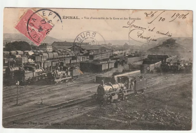 EPINAL - Vosges - CPA 88 - la Gare - les rotondes - Trains - Carte restaurée