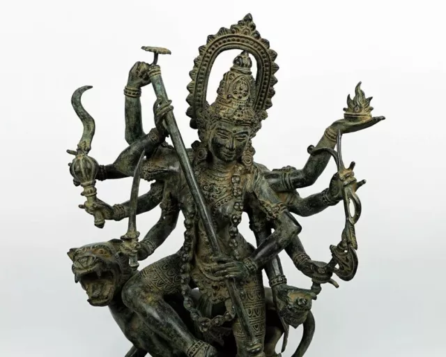 Mahakali Bronze Statue, 18" Hindu God Figurine, Durga Art, Kali, Gift for Sister