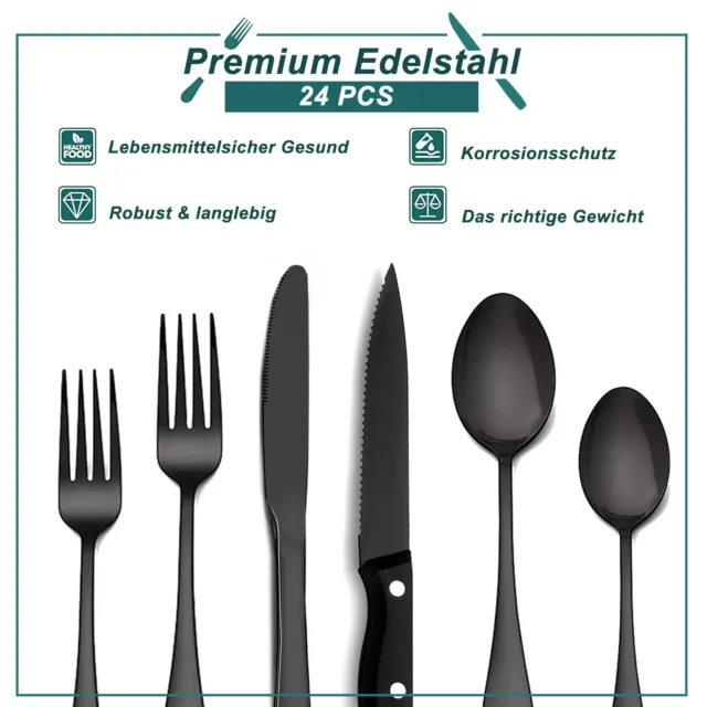 FREETOO Edelstahl Besteckset 24-48 Tlg Besteck, Premium Steakmesser, BPA Frei
