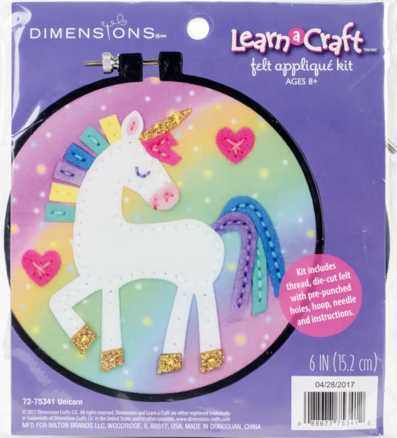 Kit de apliques de fieltro Dimensions Learn-A-Craft 6" unicornio redondo 72-75341