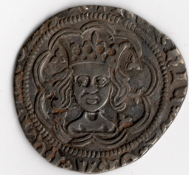King Henry VI Halfgroat Silver Hammered Coin, Calais Mint Silver Twopence Coin