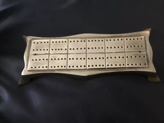 Beautiful Vintage Solid Brass Cribbage Score Board Cribbage No Pegs 8 1/4 Inch