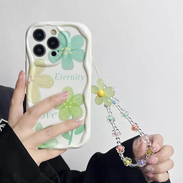 For Various Phone Cute Cream Flower +Bracelet Case Cover Back Fashion Women Girl