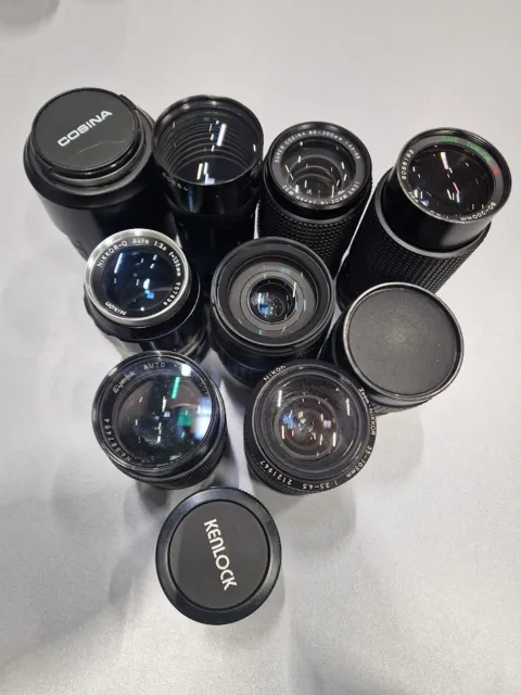 Lot of 10 Zoom Lens Various Models 70-210mm/80-200mm/18-200mm/35-105mm For Parts