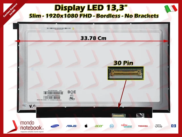 LCD Display Ersatzteile Notebook 13,3 " (1920x1080) FHD (Kein Brackets) 30 Pin