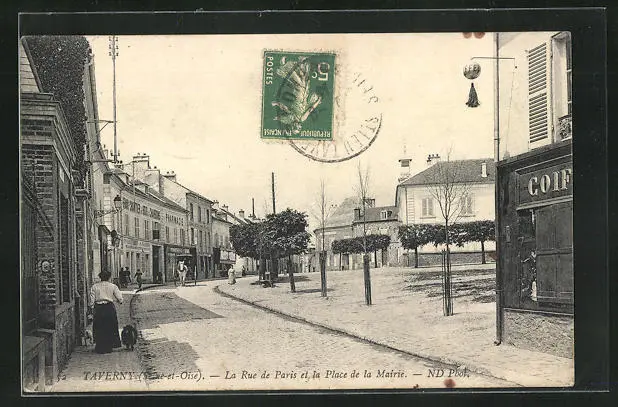 CPA Taverny, La Rue de Paris et la Place de la Mairie 1911