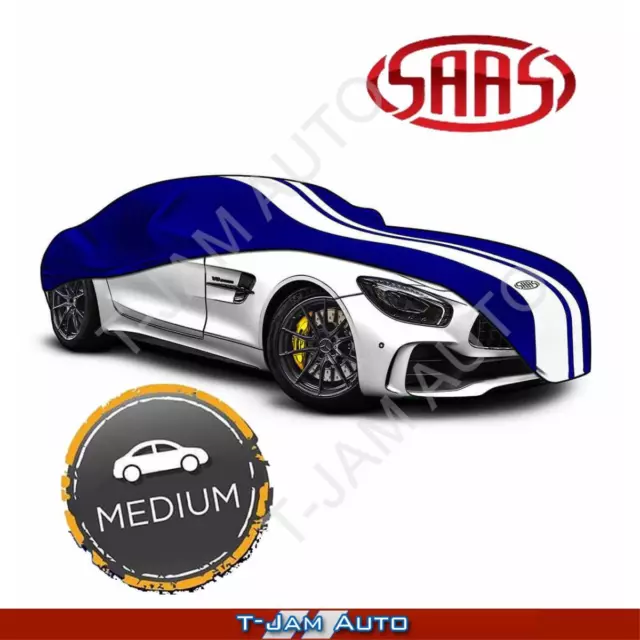 SAAS Show Car Cover Indoor Classic Medium 4.5m Blue With White Stripes