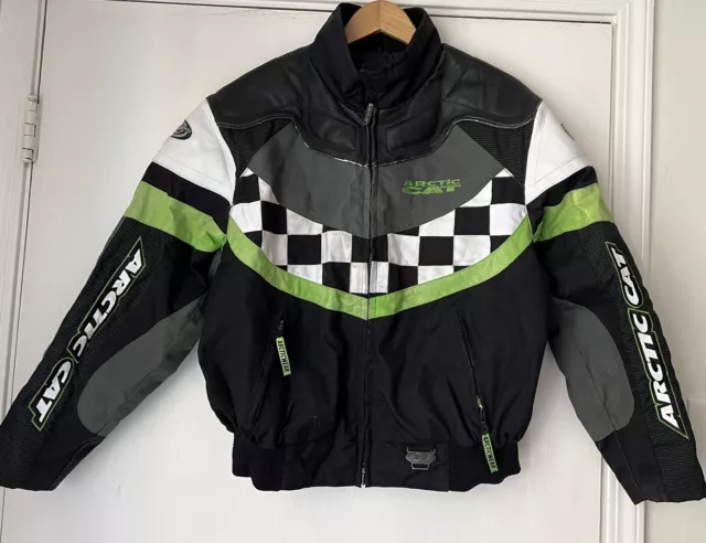 Mens Vintage ARCTIC CAT Leather SNOWMOBILE Jacket Medium