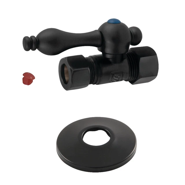 Kingston Brass CC4445.K 2-3/8"H Quarter Turn Straight Stop Valve - Black