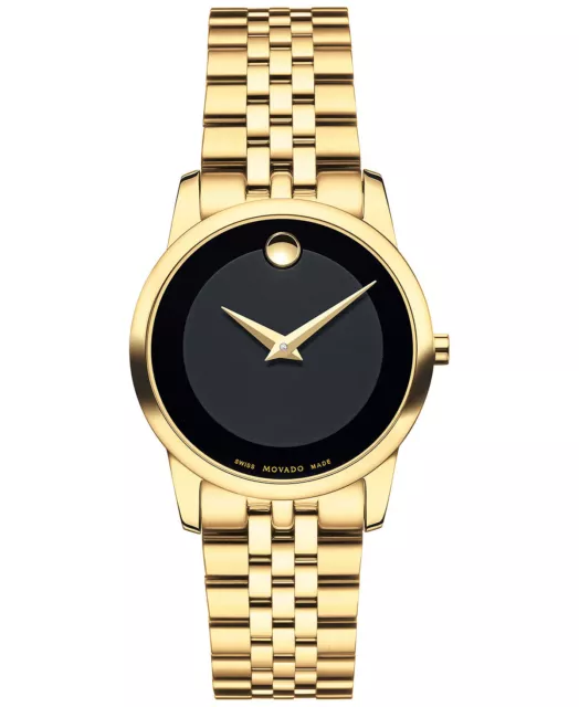 Movado Swiss Museum Classic Gold PVD Stainless Steel Bracelet Watch 28mm 0607005